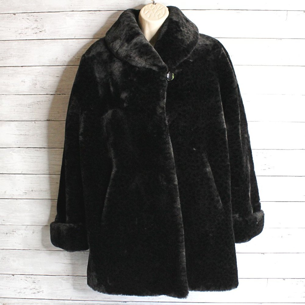 Nuage Women's Faux Fur Coat Size XS Black Plush Winter Jacket